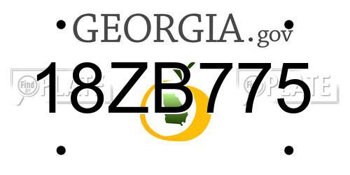 18ZB775 Georgia License Plate