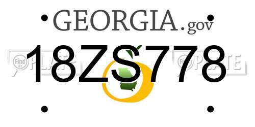 18ZS778 Georgia License Plate