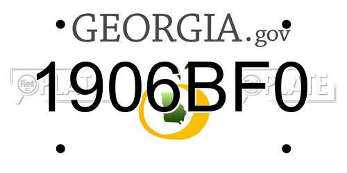 1906BF0 Georgia License Plate