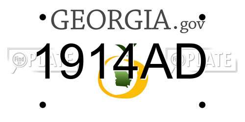 1914AD Georgia License Plate