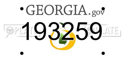 193259 Georgia License Plate
