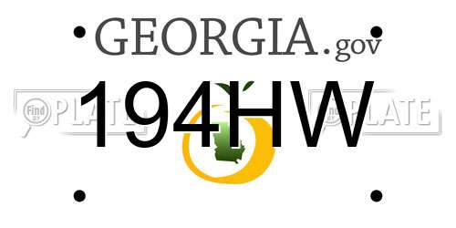 194HW Georgia License Plate
