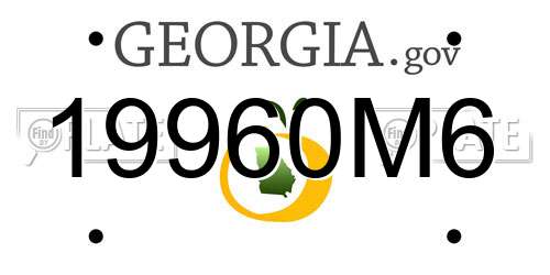 19960M6 Georgia License Plate