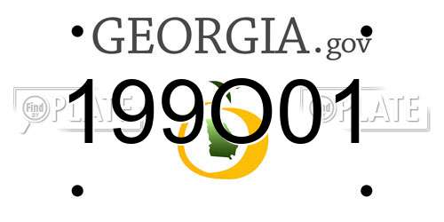 199O01 Georgia License Plate