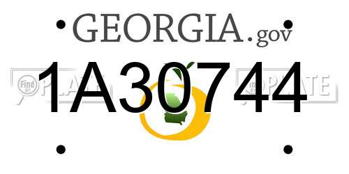 1A30744 Georgia License Plate