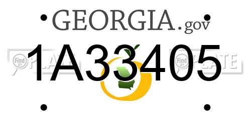 1A33405 Georgia License Plate