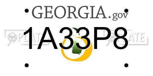 1A33P8 Georgia License Plate