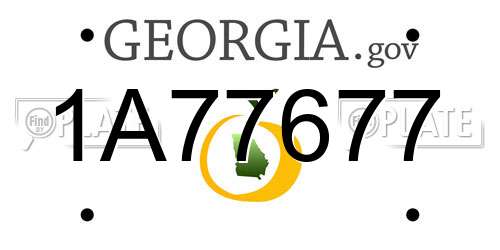 1A77677 Georgia License Plate