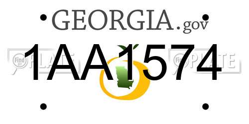 1AA1574 Georgia License Plate