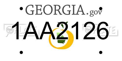 1AA2126 Georgia License Plate