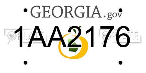 1AA2176 Georgia License Plate