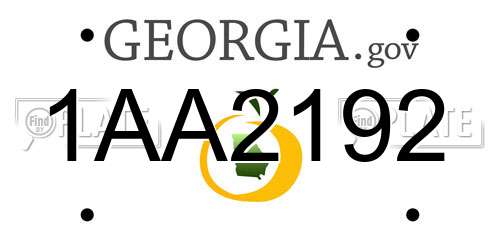 1AA2192 Georgia License Plate