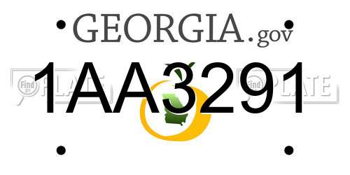 1AA3291 Georgia License Plate