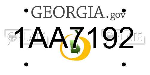 1AA7192 Georgia License Plate