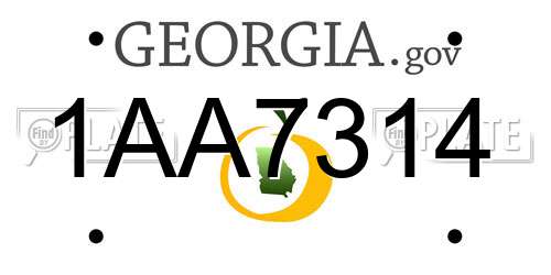 1AA7314 Georgia License Plate