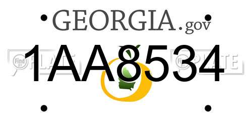 1AA8534 Georgia License Plate