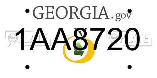 1AA8720 Georgia License Plate