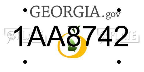1AA8742 Georgia License Plate