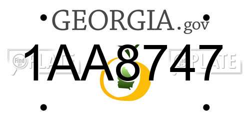 1AA8747 Georgia License Plate