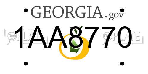 1AA8770 Georgia License Plate