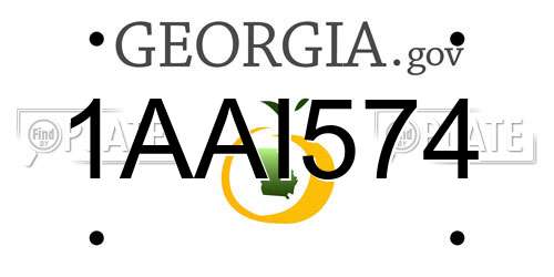 1AAI574 Georgia License Plate