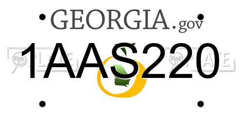 1AAS220 Georgia License Plate