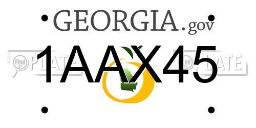 1AAX45 Georgia License Plate