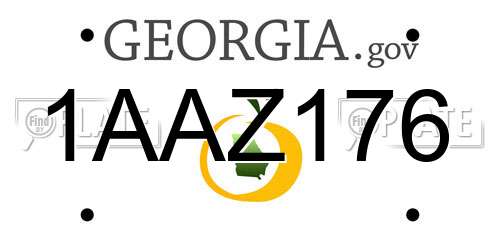 1AAZ176 Georgia License Plate