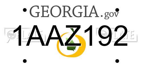 1AAZ192 Georgia License Plate