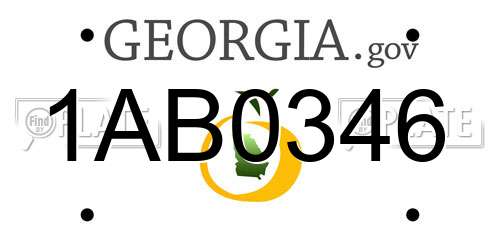 1AB0346 Georgia License Plate