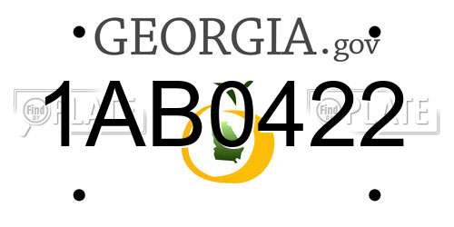 1AB0422 Georgia License Plate