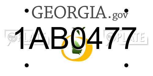 1AB0477 Georgia License Plate