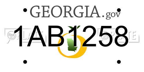 1AB1258 Georgia License Plate