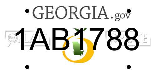 1AB1788 Georgia License Plate