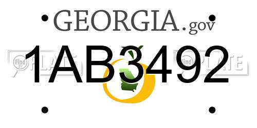 1AB3492 Georgia License Plate