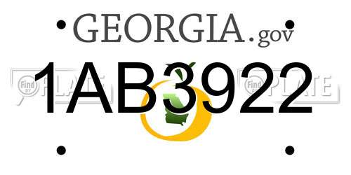 1AB3922 Georgia License Plate