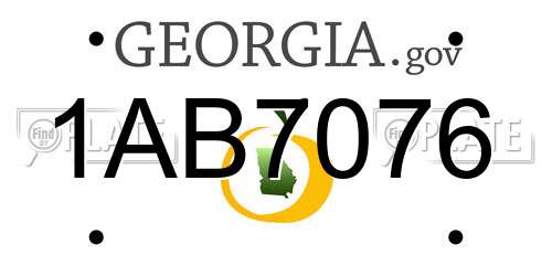1AB7076 Georgia License Plate