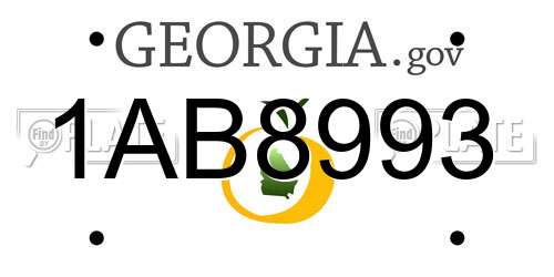 1AB8993 Georgia License Plate