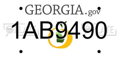 1AB9490 Georgia License Plate