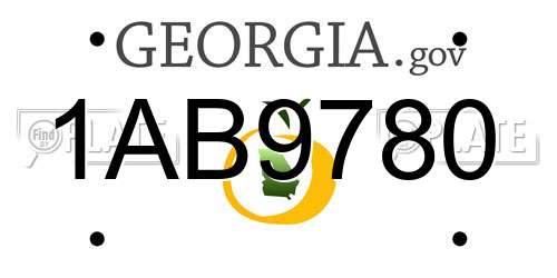 1AB9780 Georgia License Plate