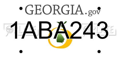 1ABA243 Georgia License Plate