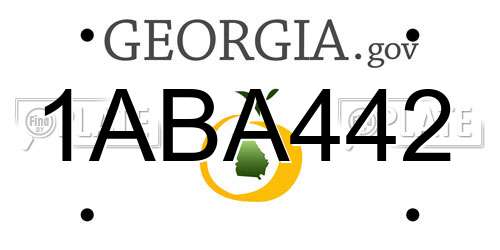 1ABA442 Georgia License Plate