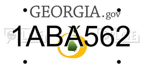 1ABA562 Georgia License Plate