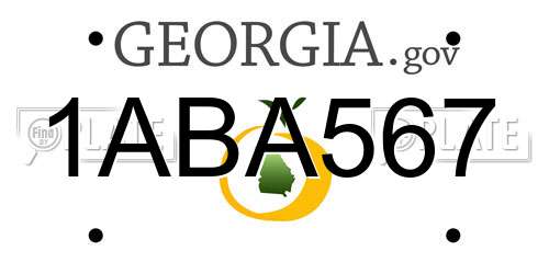 1ABA567 Georgia License Plate