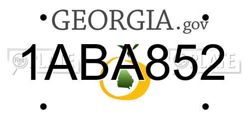 1ABA852 Georgia License Plate