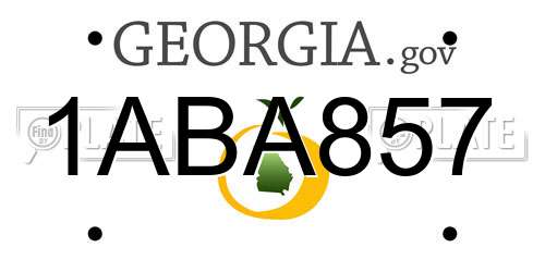 1ABA857 Georgia License Plate