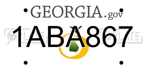 1ABA867 Georgia License Plate