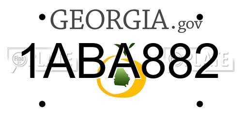 1ABA882 Georgia License Plate