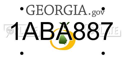 1ABA887 Georgia License Plate