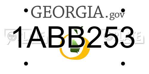 1ABB253 Georgia License Plate